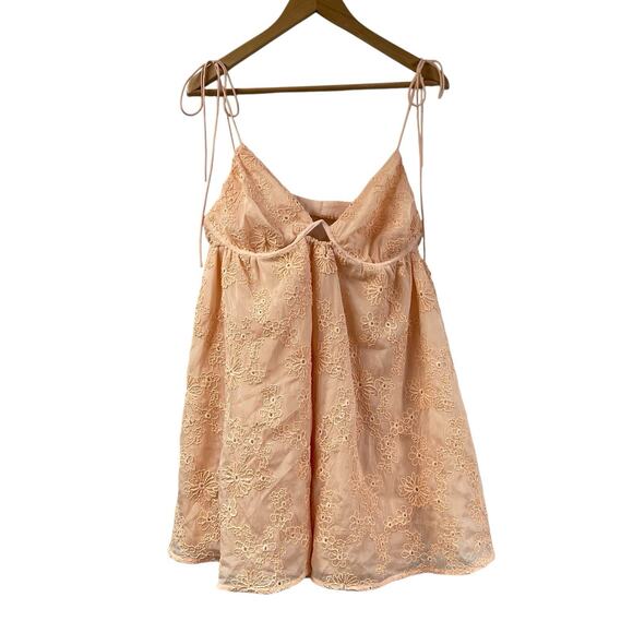 For Love And Lemons Babydoll Lace Eyelet Tie Strap Dress Cut Out XL - Picture 1 of 11